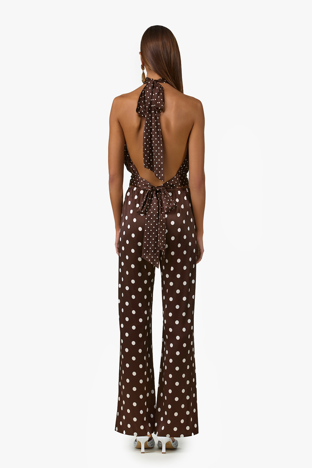 Silk Halter Top (Chocolate Brown Polka Dot)