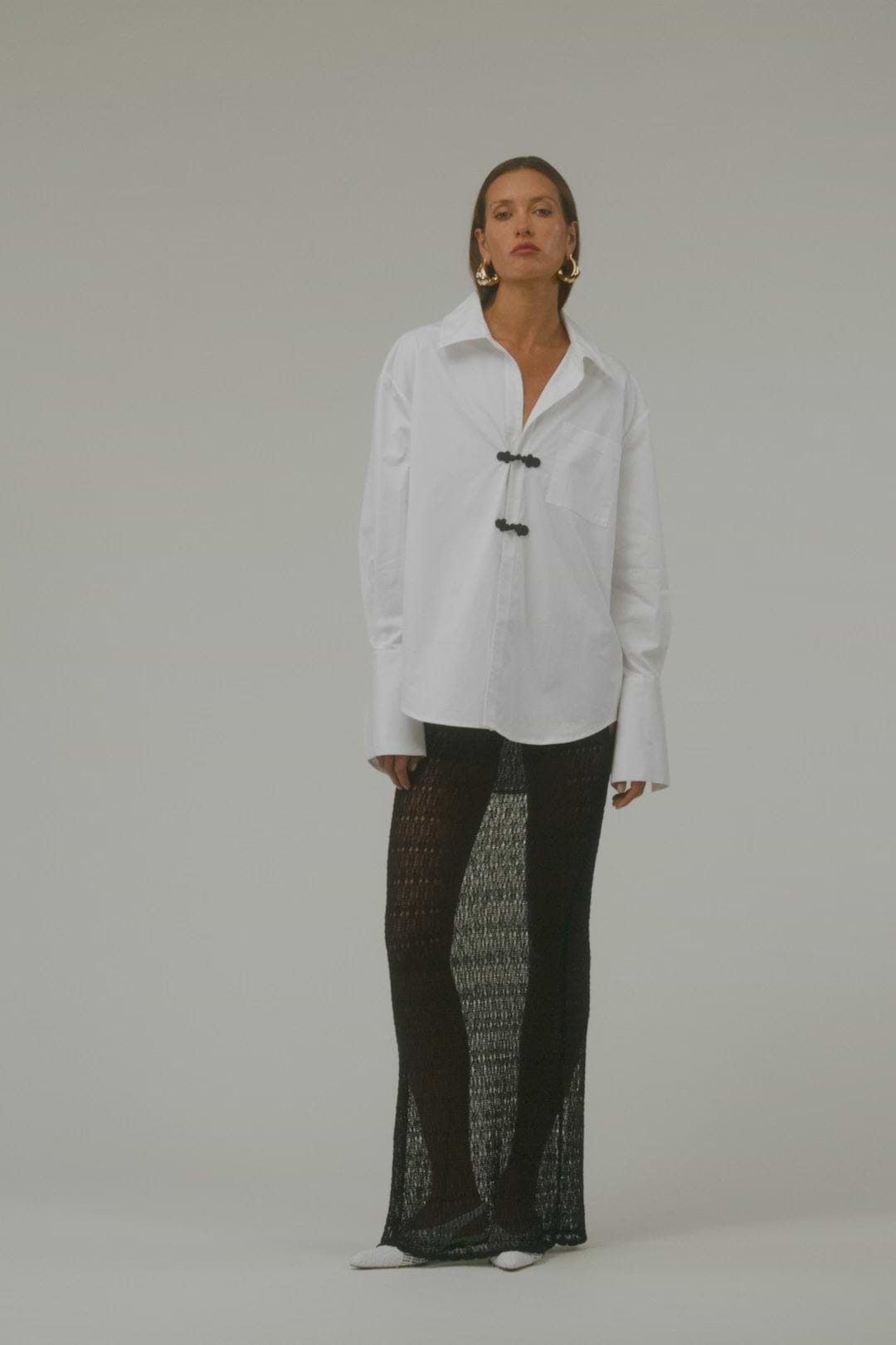 Oversized Poplin Shirt (White/Black)
