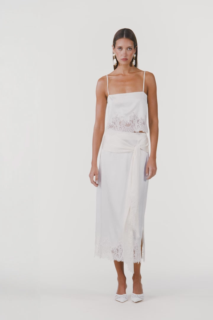 Lace Silk Tank (Cream)