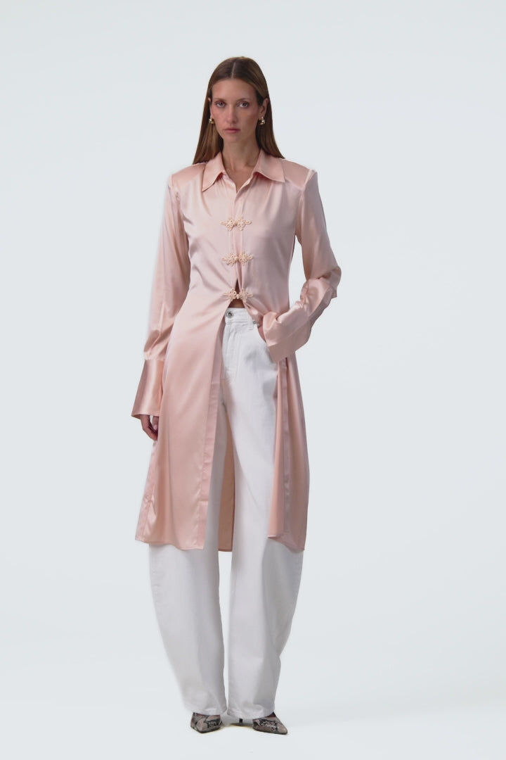 Tailored Silk Duster (Rose Clay)