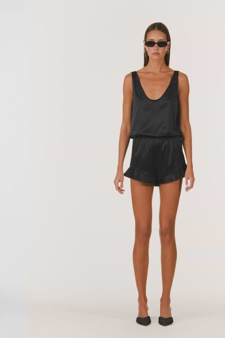 Silk Ruffle Short (Black)