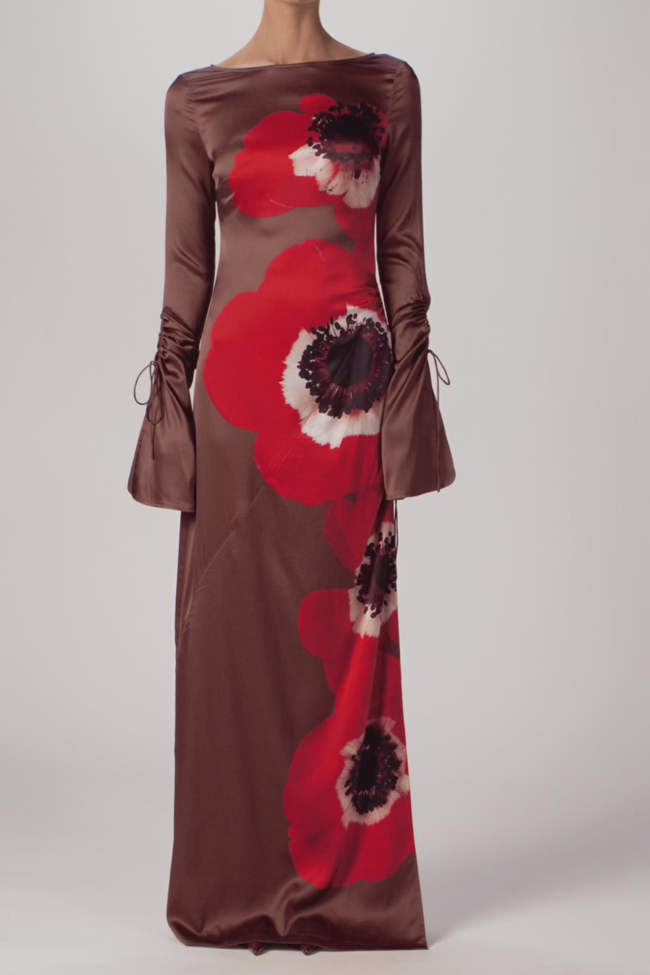 Silk Floral Gown (Brown/Red)