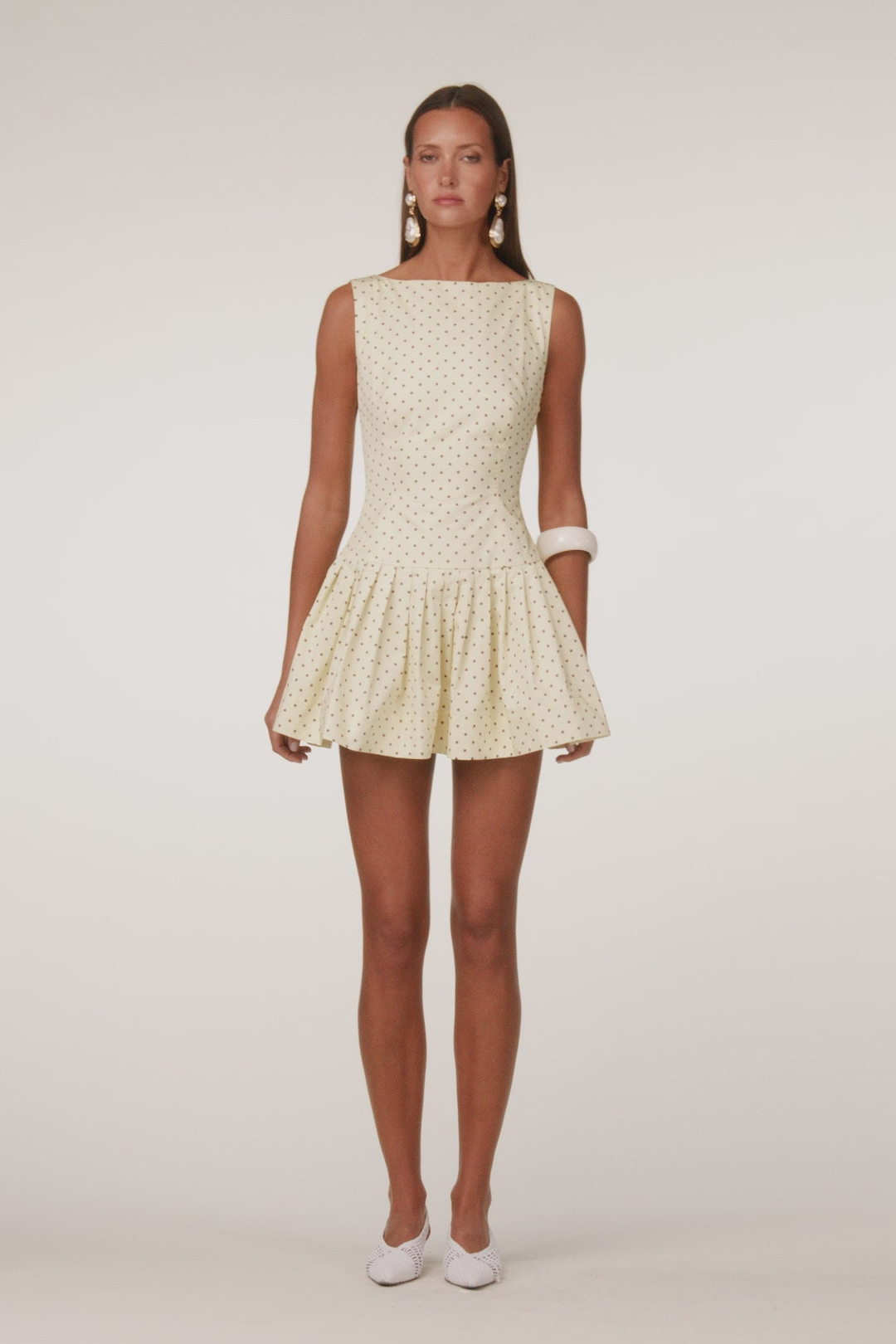 Poplin Mini Dress (Yellow Polka Dot)
