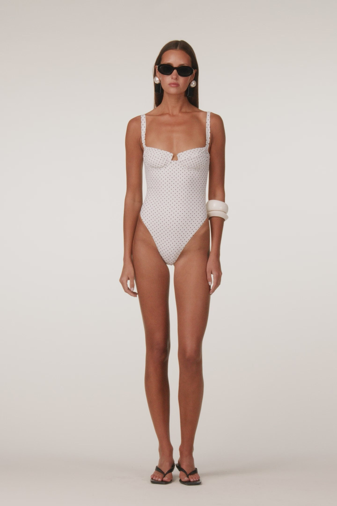 Bustier One Piece (Cream Black Polka Dot)