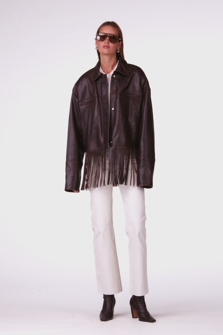 The Fringe Leather Jacket (Espresso)