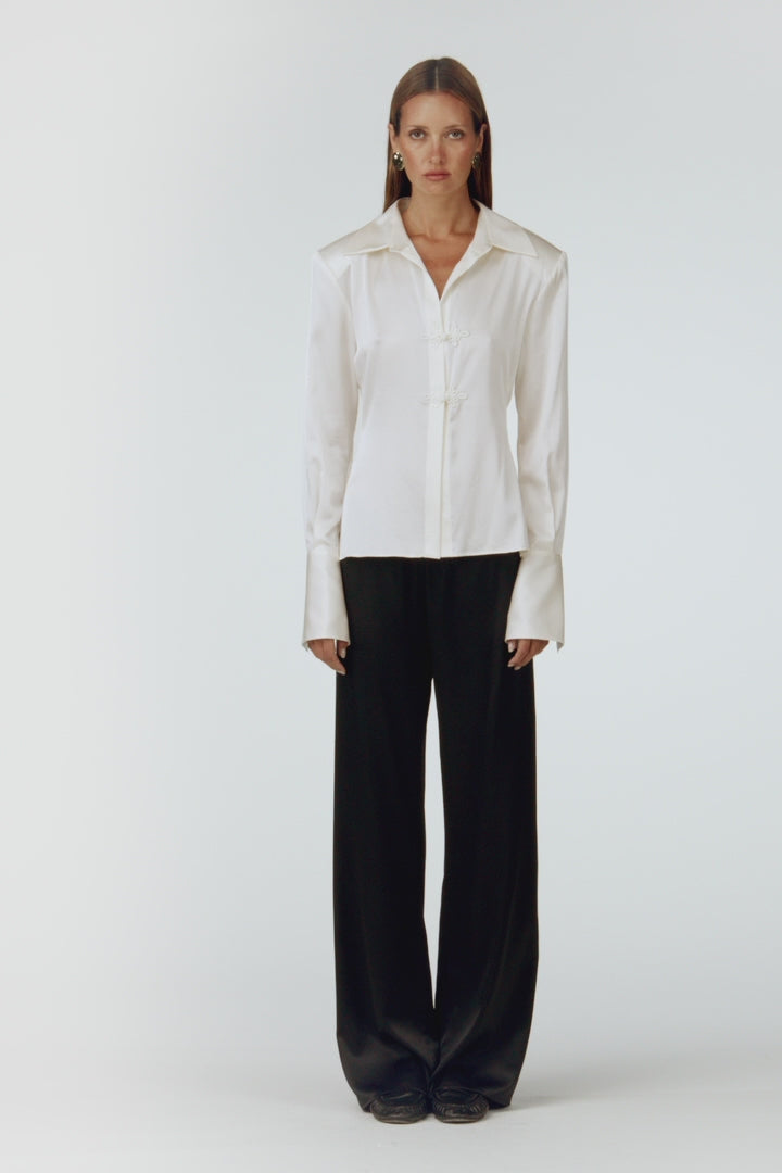 Tailored Silk Blouse (Cream)