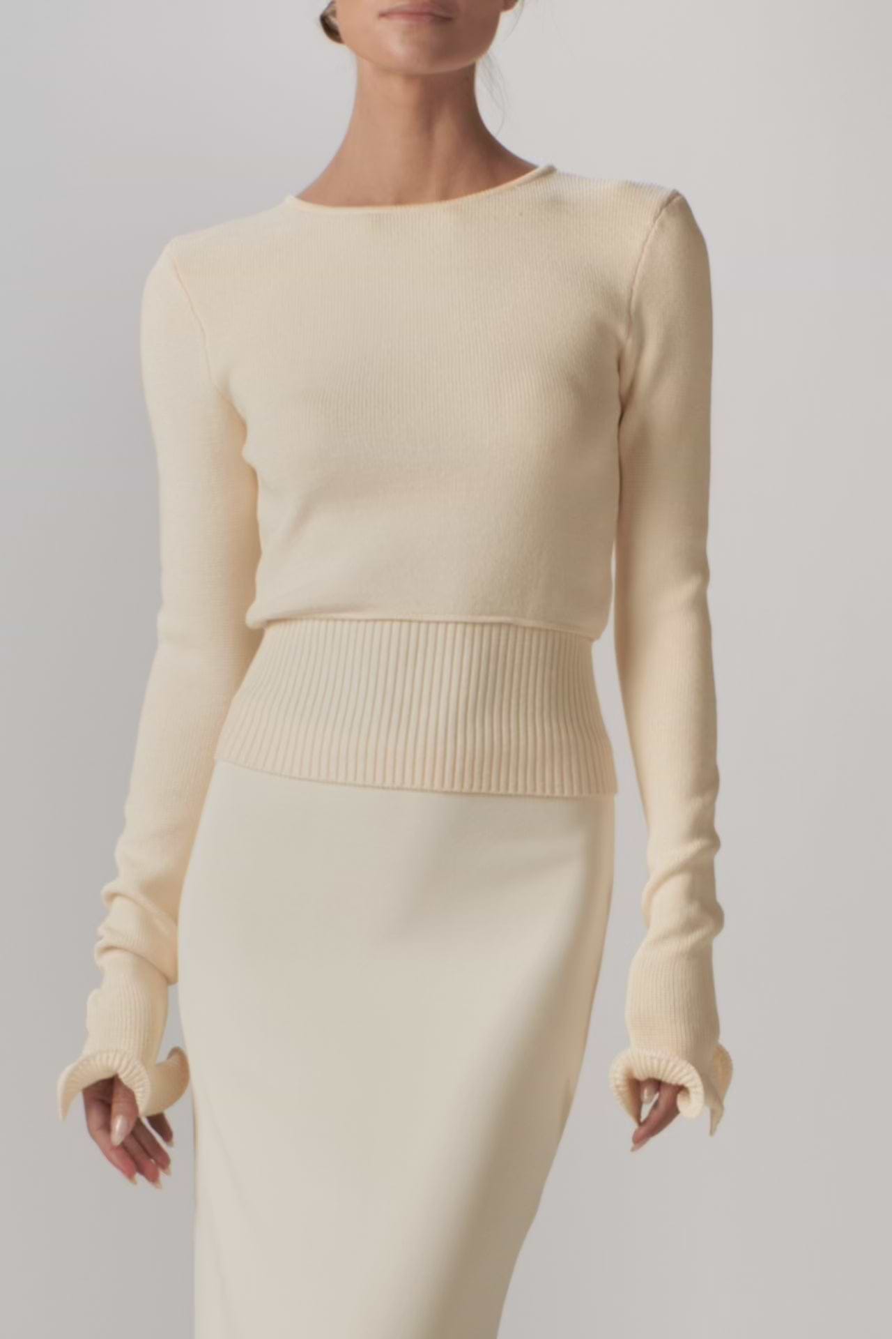Ruffle Hem Sweater (Chocolate Brown)