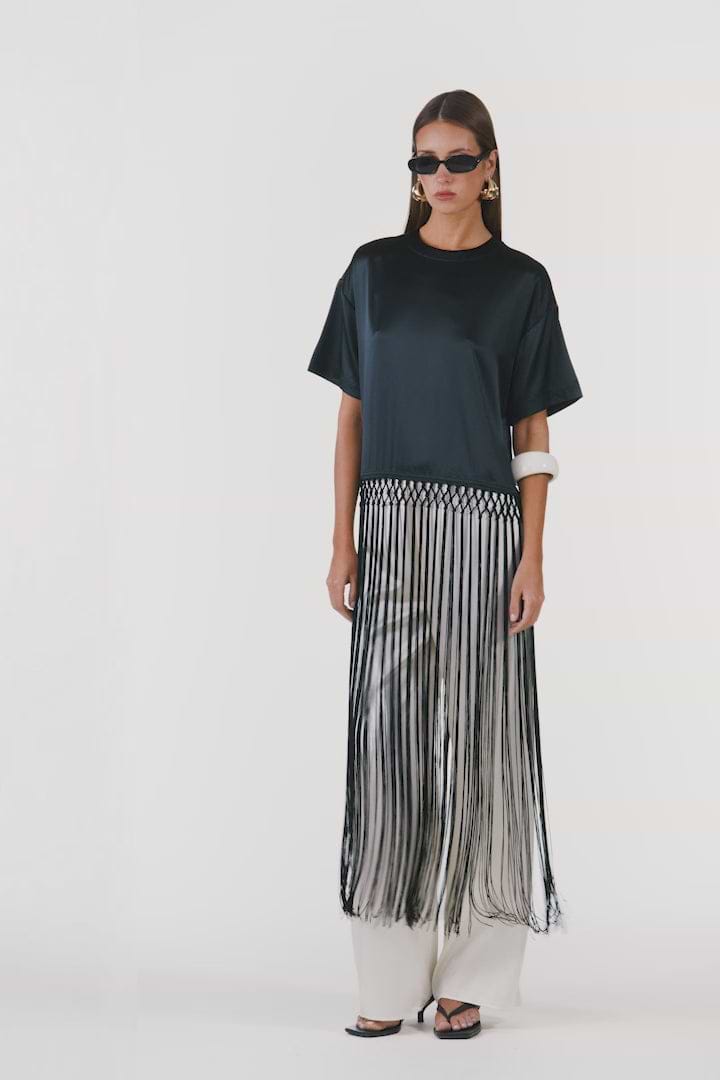 Silk Fringe Tee (Black)