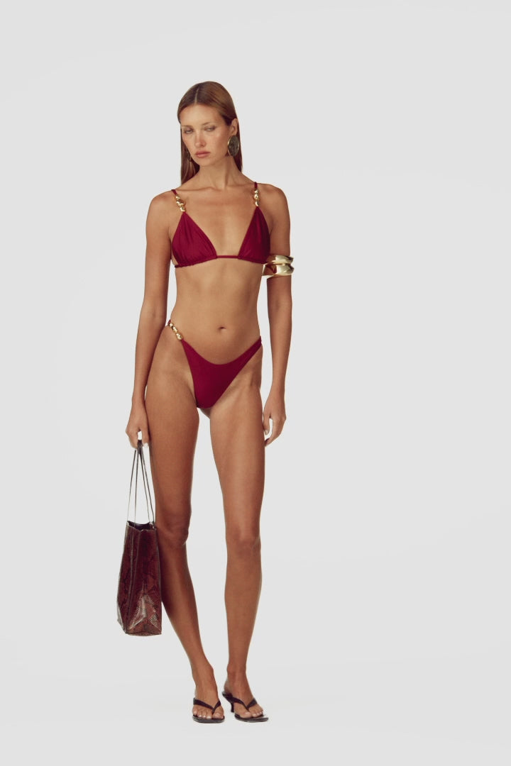 Stone Strap Triangle Top (Oxblood)