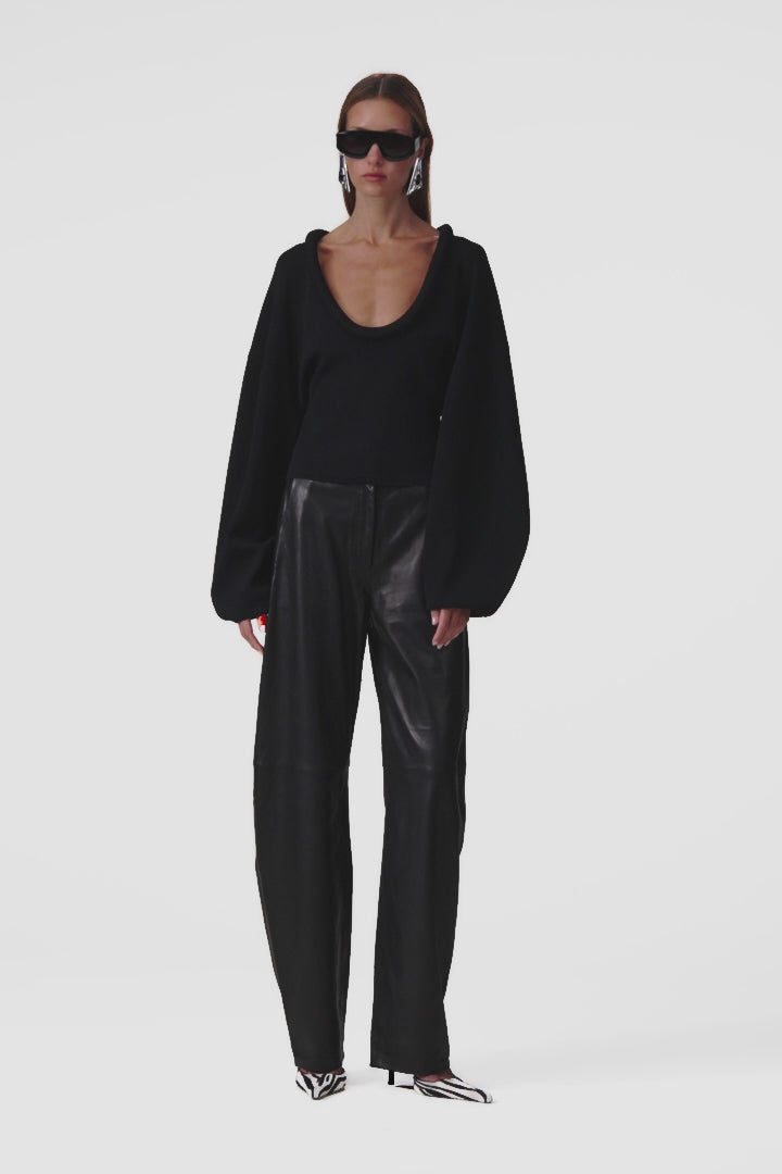 Leather Barrel Pant (Black)