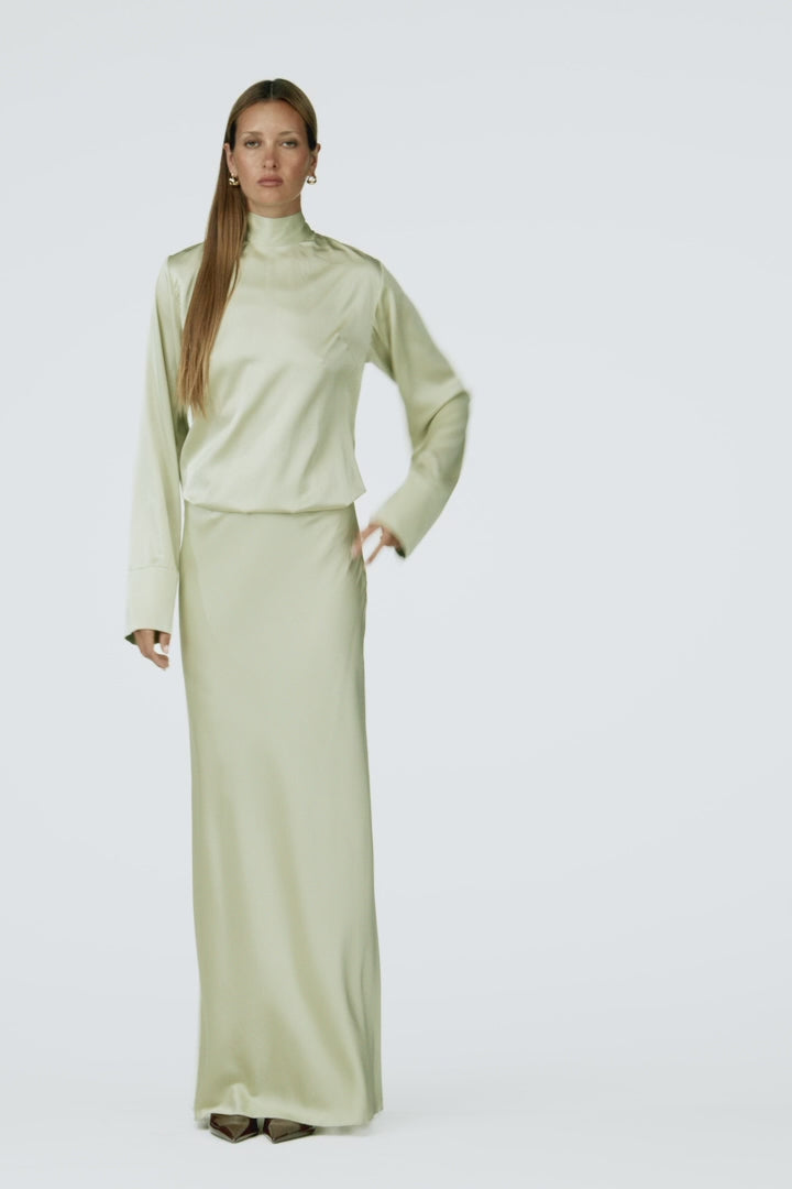 Silk Long Sleeve Blouse (Sage)