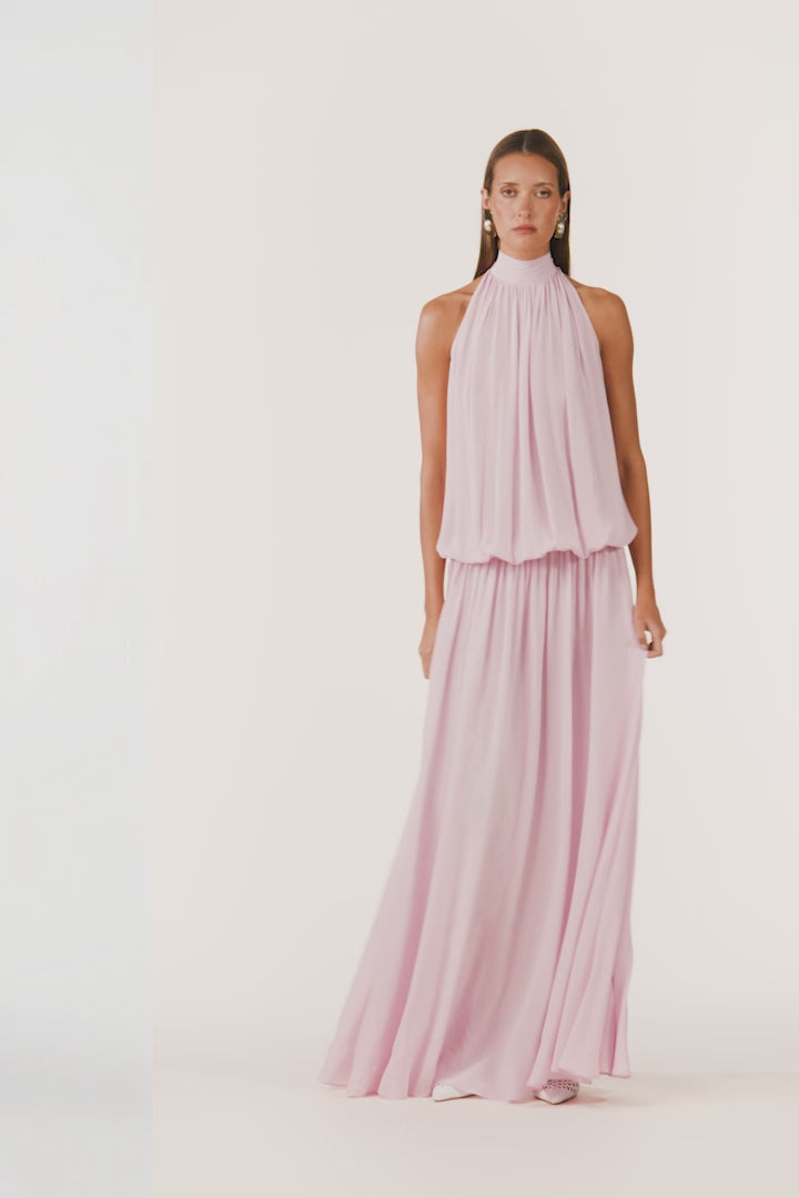 Drop Waist Chiffon Gown (Lilac Pink)