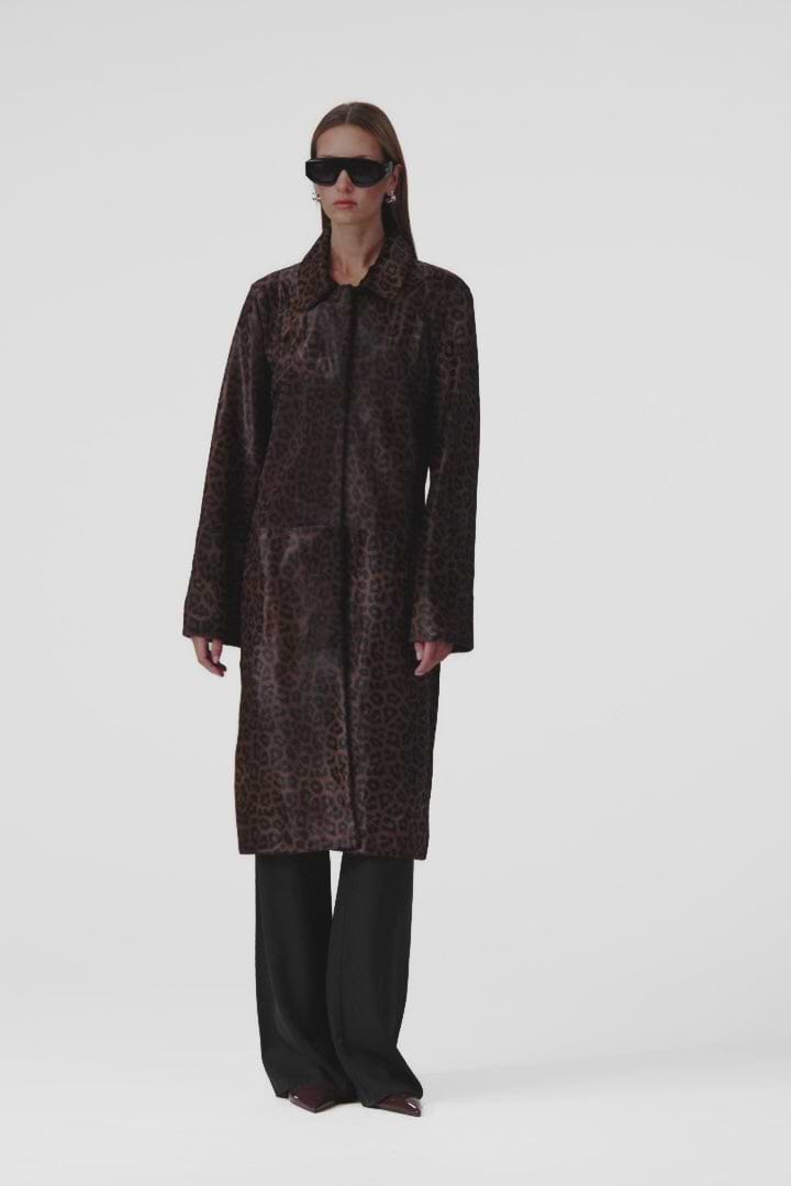 Pony Hair Trench Coat (Leopard)