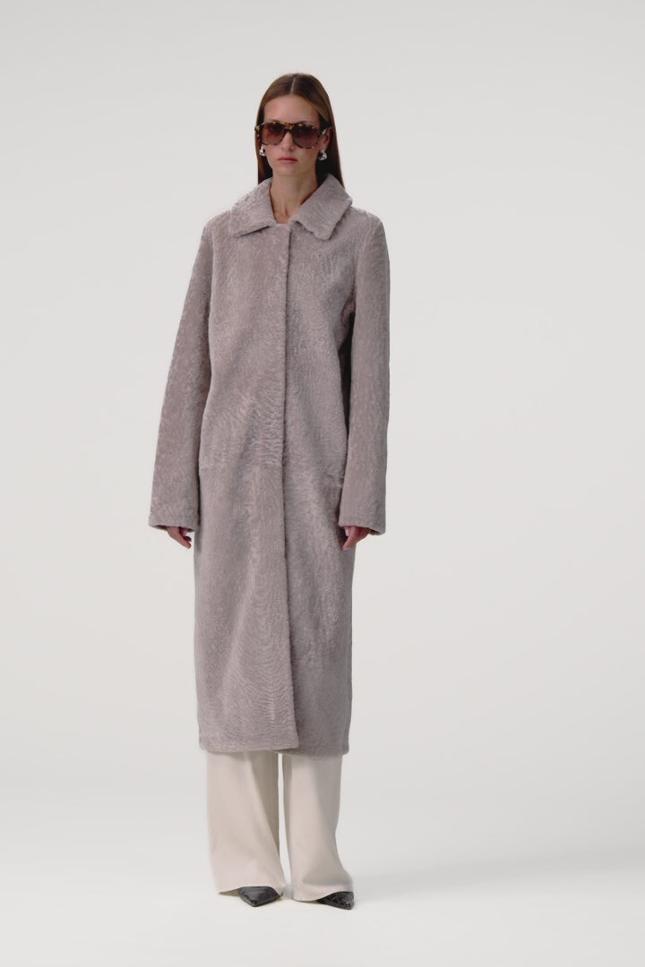 Shearling Long Coat (Greige)