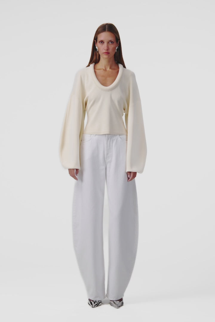 Knit Barrel Sweater (Cream)
