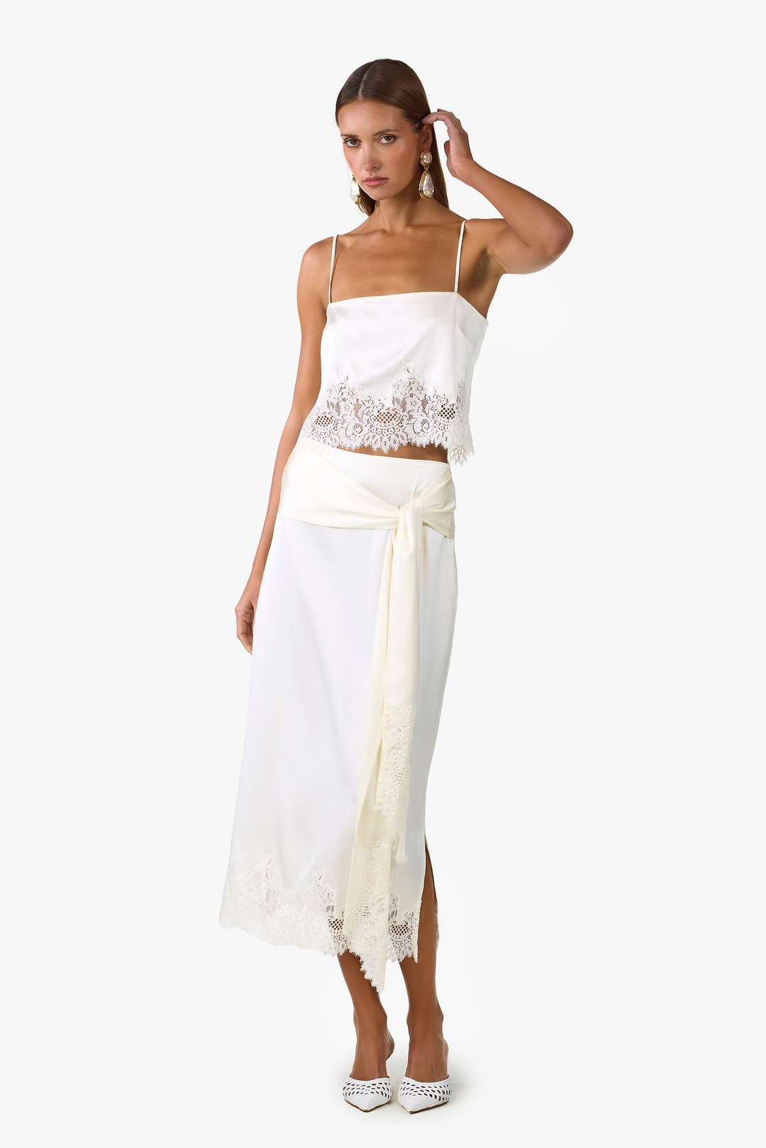 Lace Silk Tank (Cream)