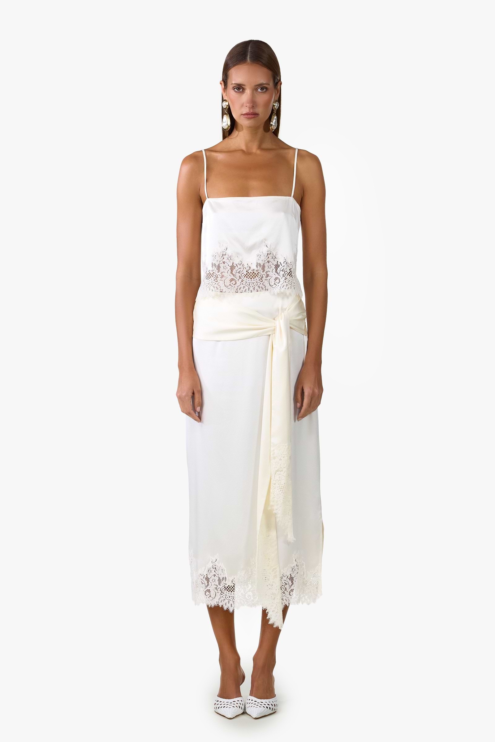 Lace Silk Tank (Cream)