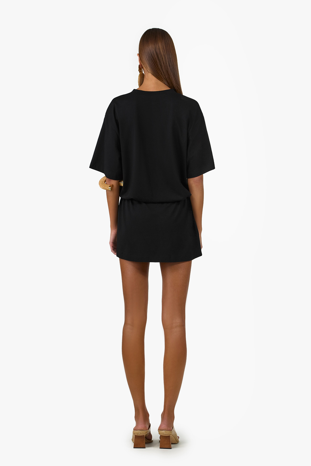 Stone Beaded T-Shirt Dress (Black)