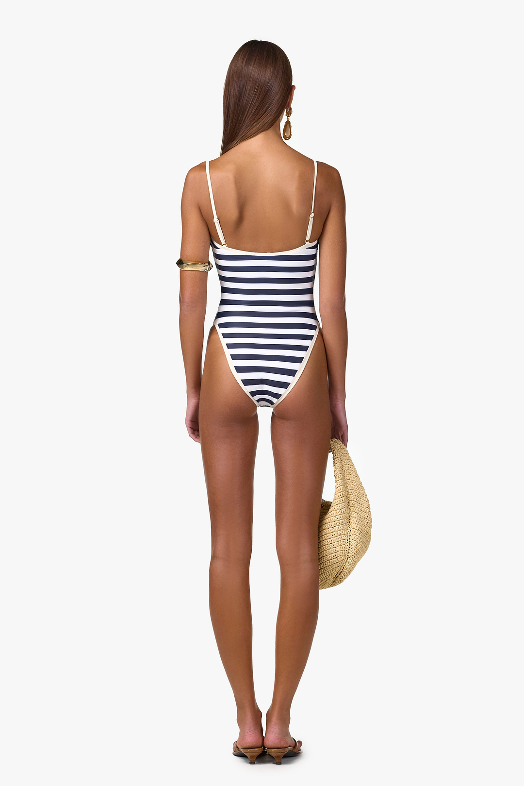 Colorblock One Piece (Navy Cream Stripe)