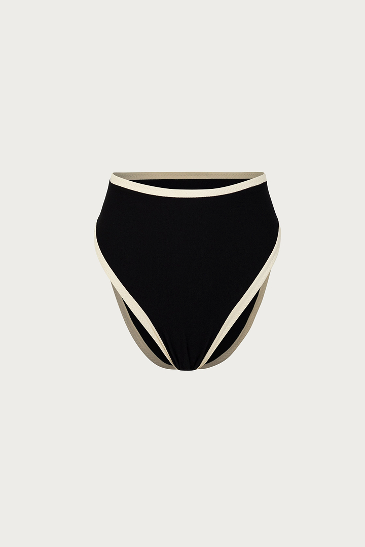 High Rise Bottom (Faux Suede Black/Cream)