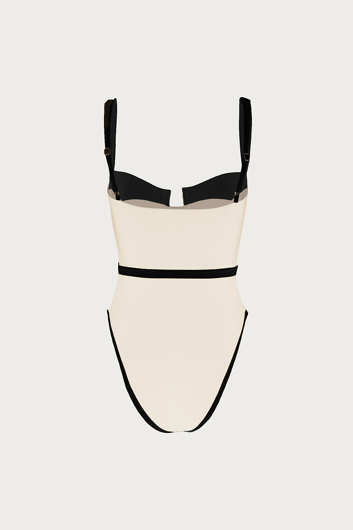Western One Piece (Faux Suede Cream/Black)