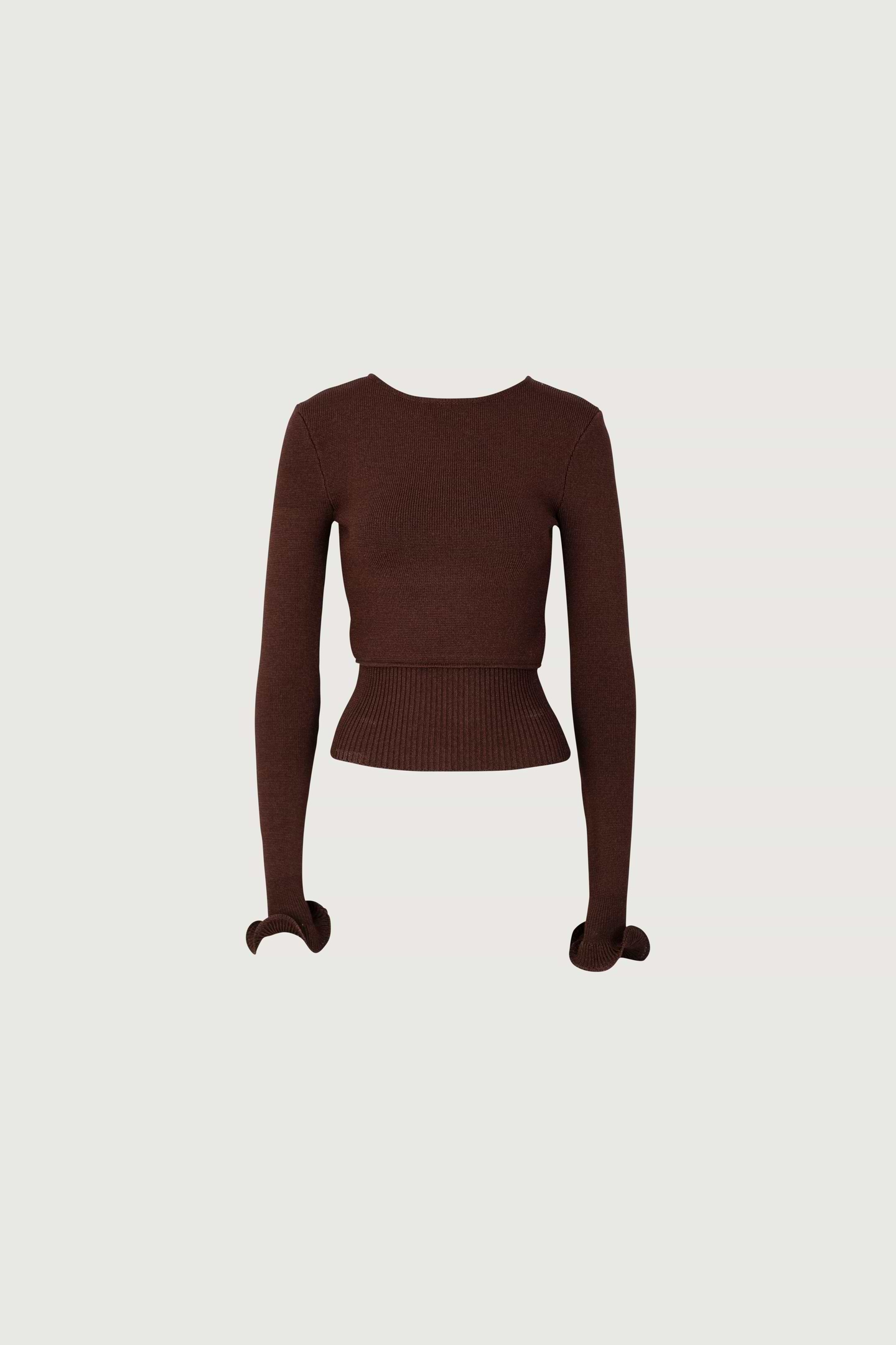 SAME Ruffle Hem Sweater | Chocolate Brown | Women's Knit Top