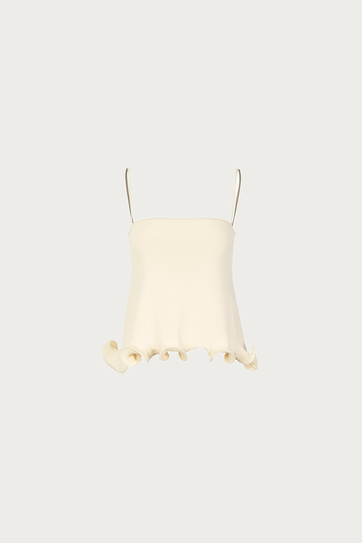 Ruffle Hem Tank Top (Cream)