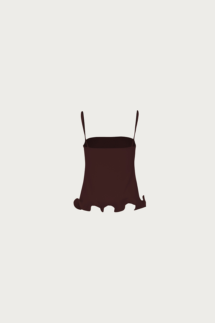 Ruffle Hem Tank (Chocolate Brown)