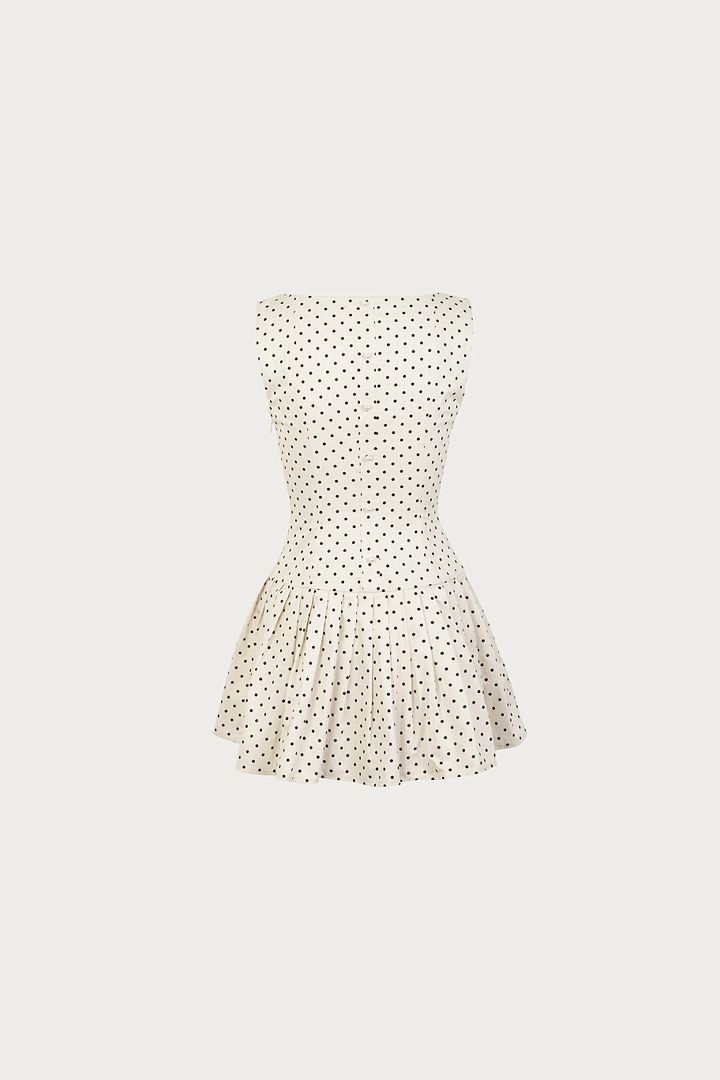 Poplin Mini Dress (Cream Polka Dot)