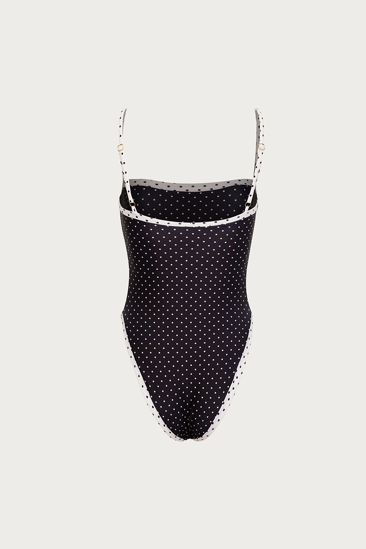 Colorblock One Piece (Black Cream Polka Dot/Cream)