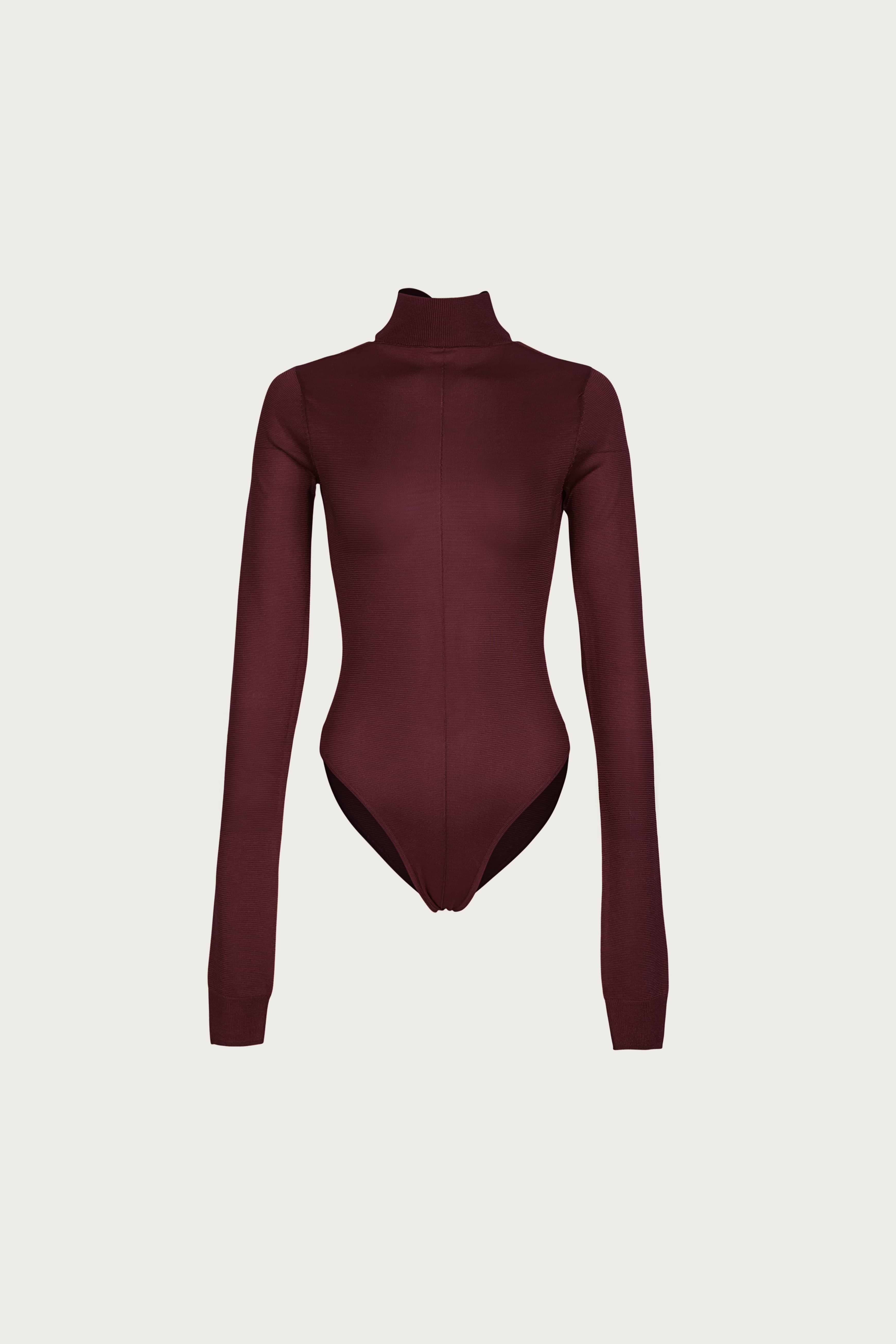 SAME | OPEN BACK KNIT BODYSUIT | Merlot | Women's Long Sleeve Top