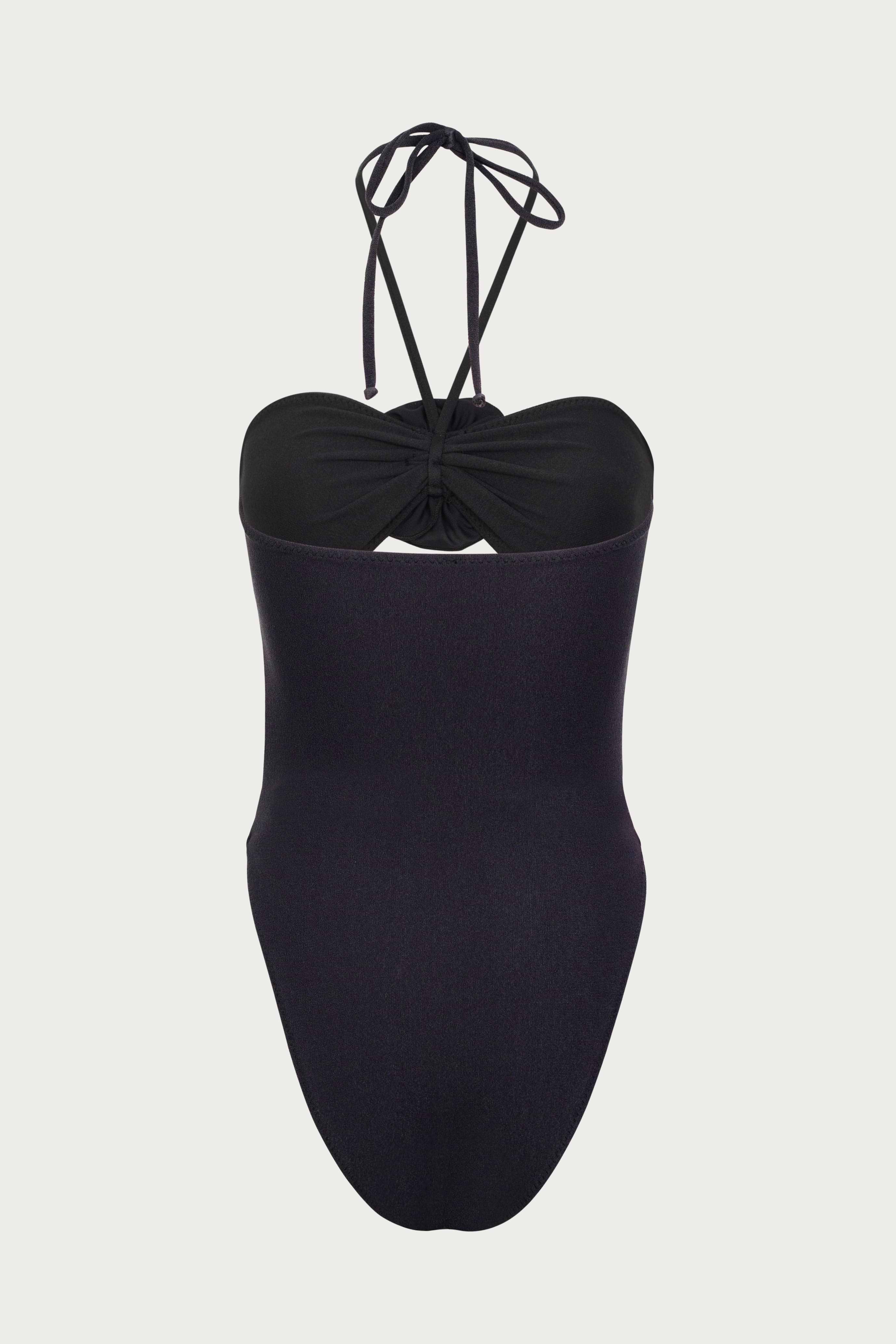 SAME Rose Cut Out One Piece | Faux Suede Black/Black
