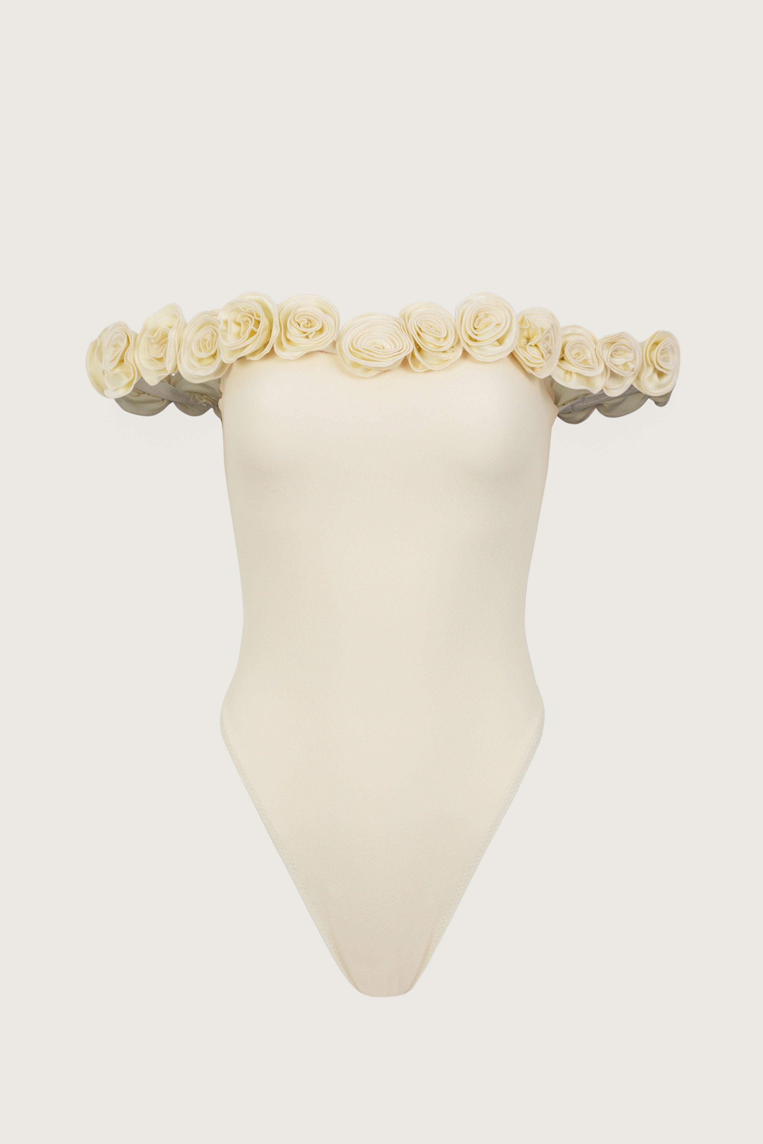SAME Rose Off Shoulder One Piece | Faux Suede Cream/Cream