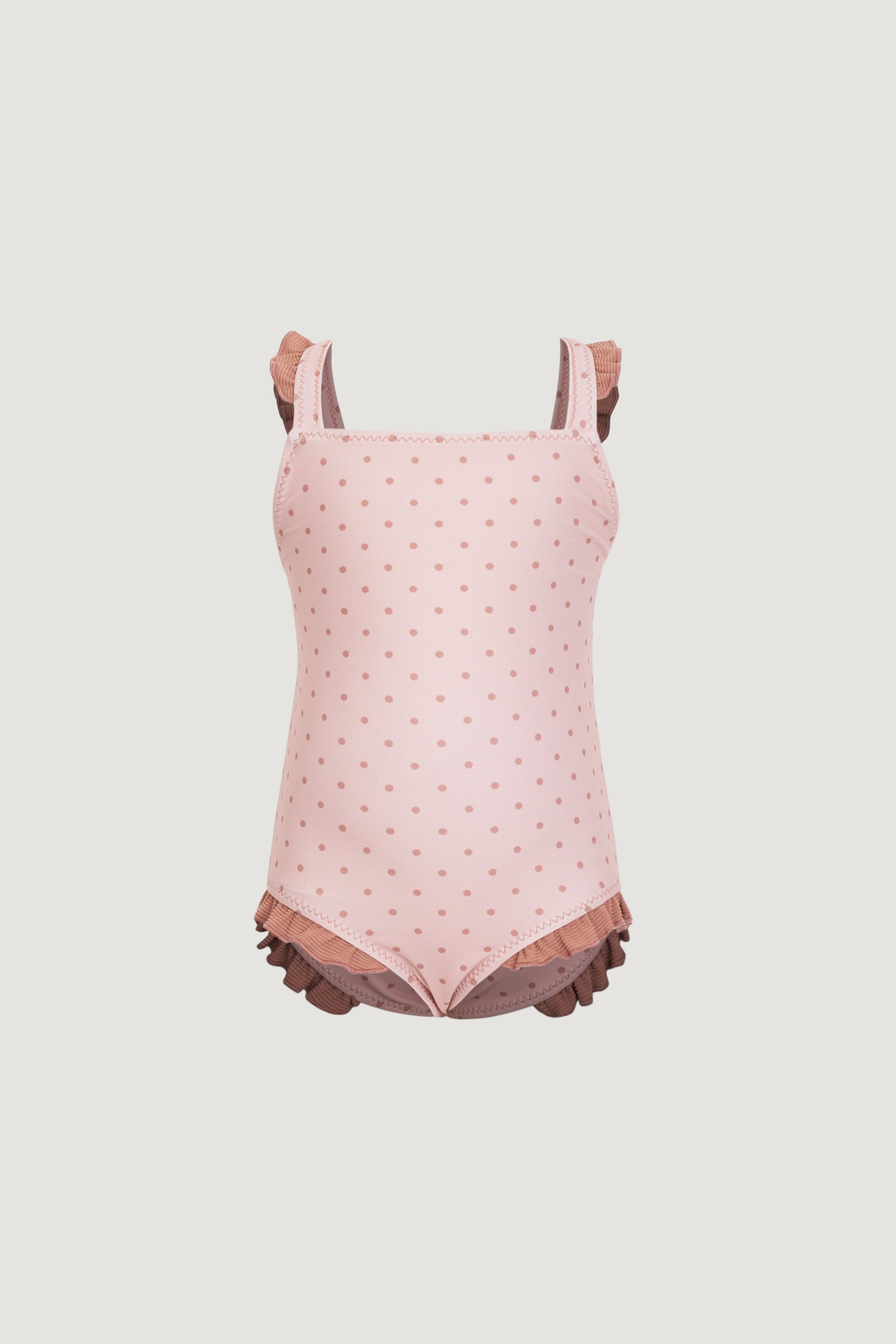 ruffle one piece (blush camel polka dot/camel) – SAME