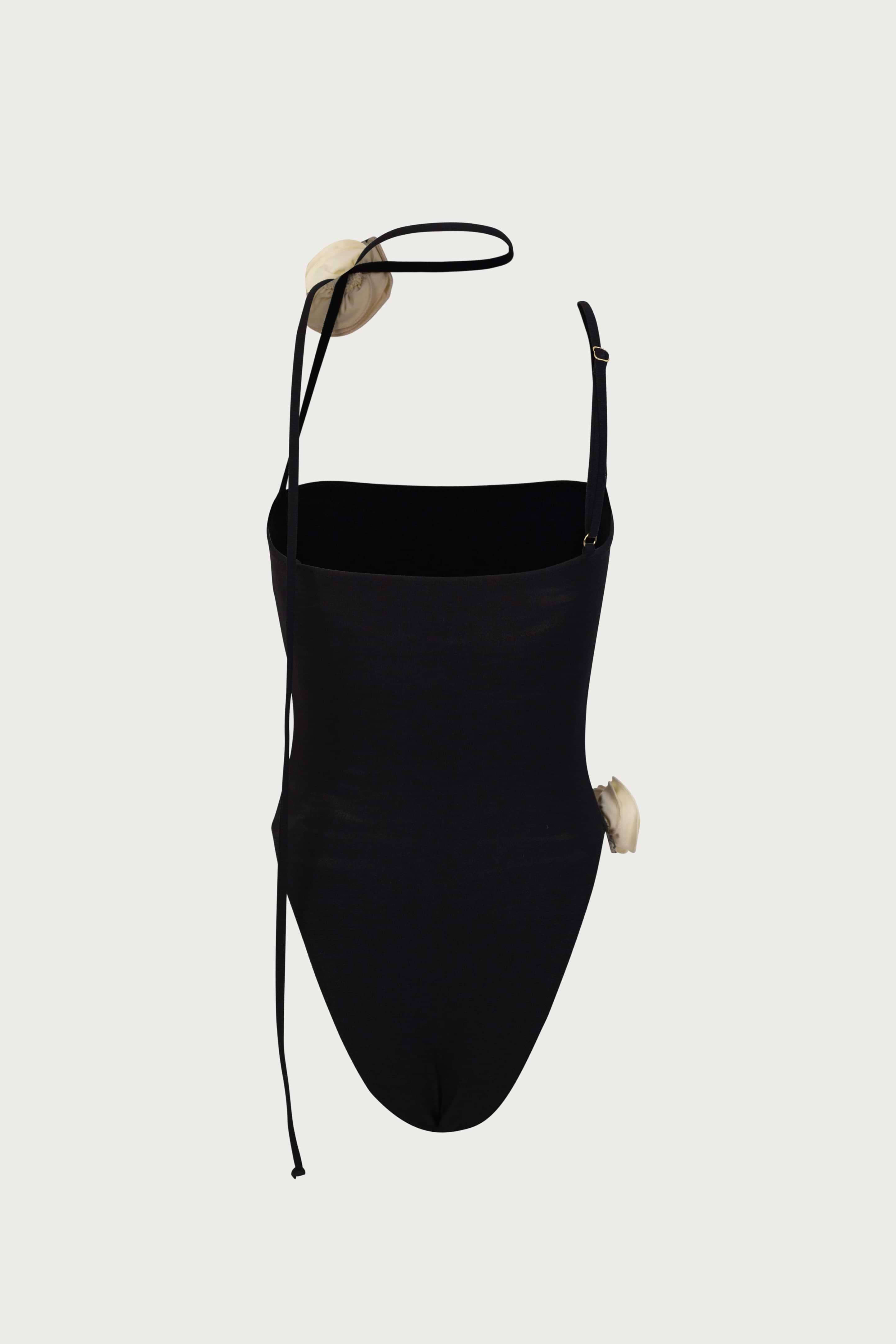 SAME Rose Choker One Piece | Faux Suede Black/Cream