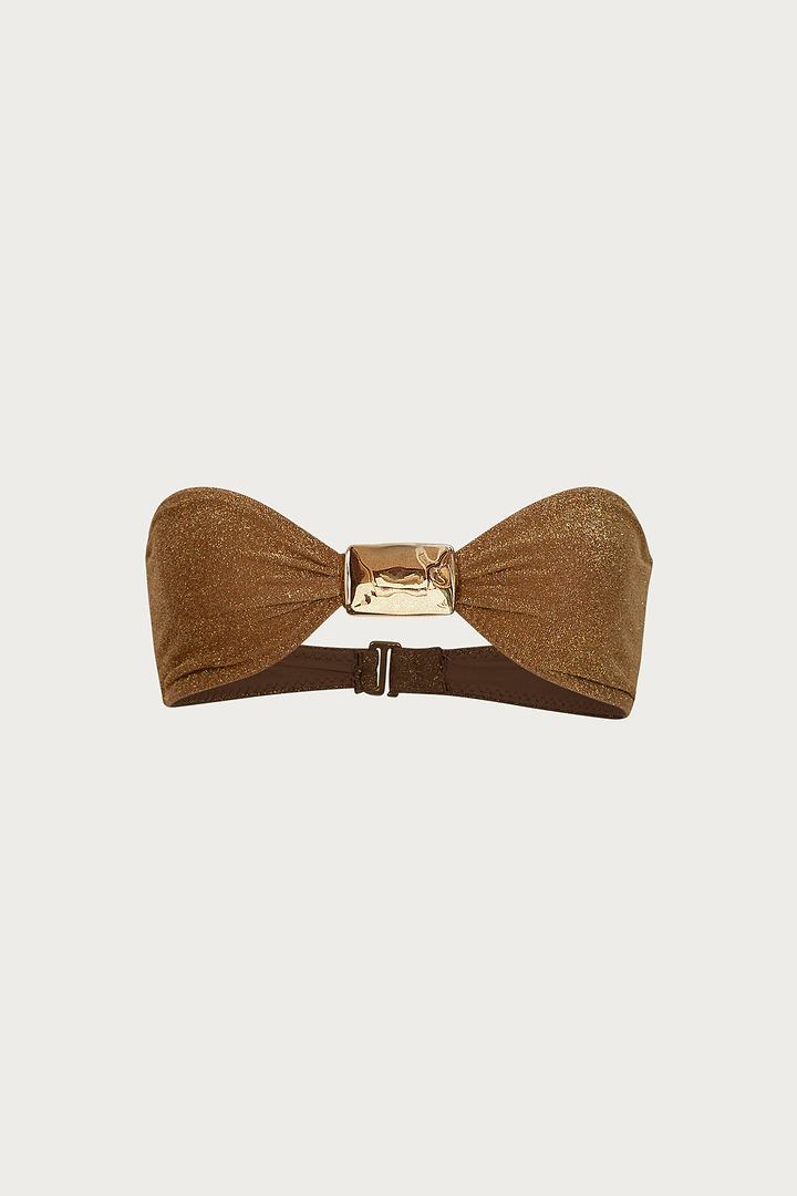 Hammered Bandeau Top (Mocha Shimmer Lurex)