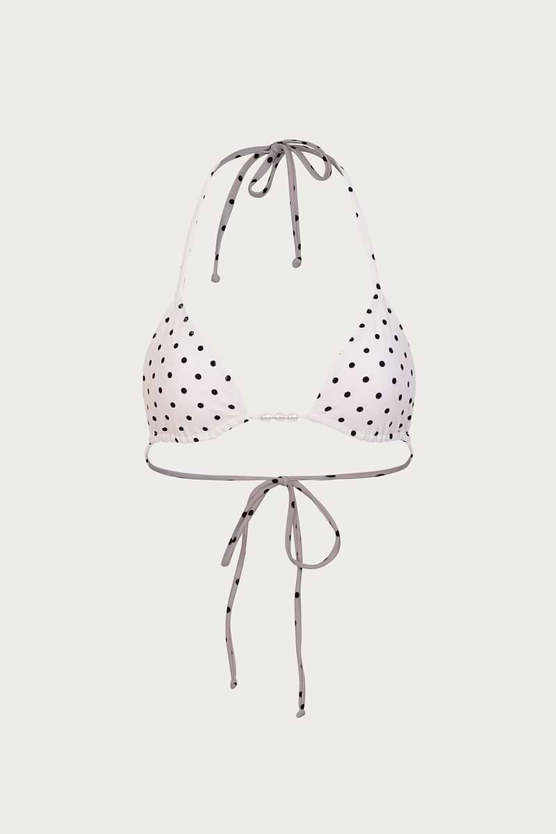Beaded Triangle Top (Cream Black Polka Dot)