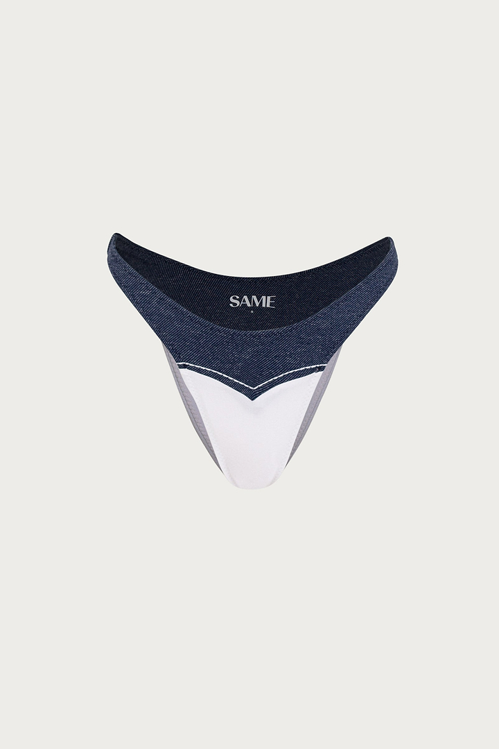 Western 90s Bottom (Faux Suede White/Dark Denim)