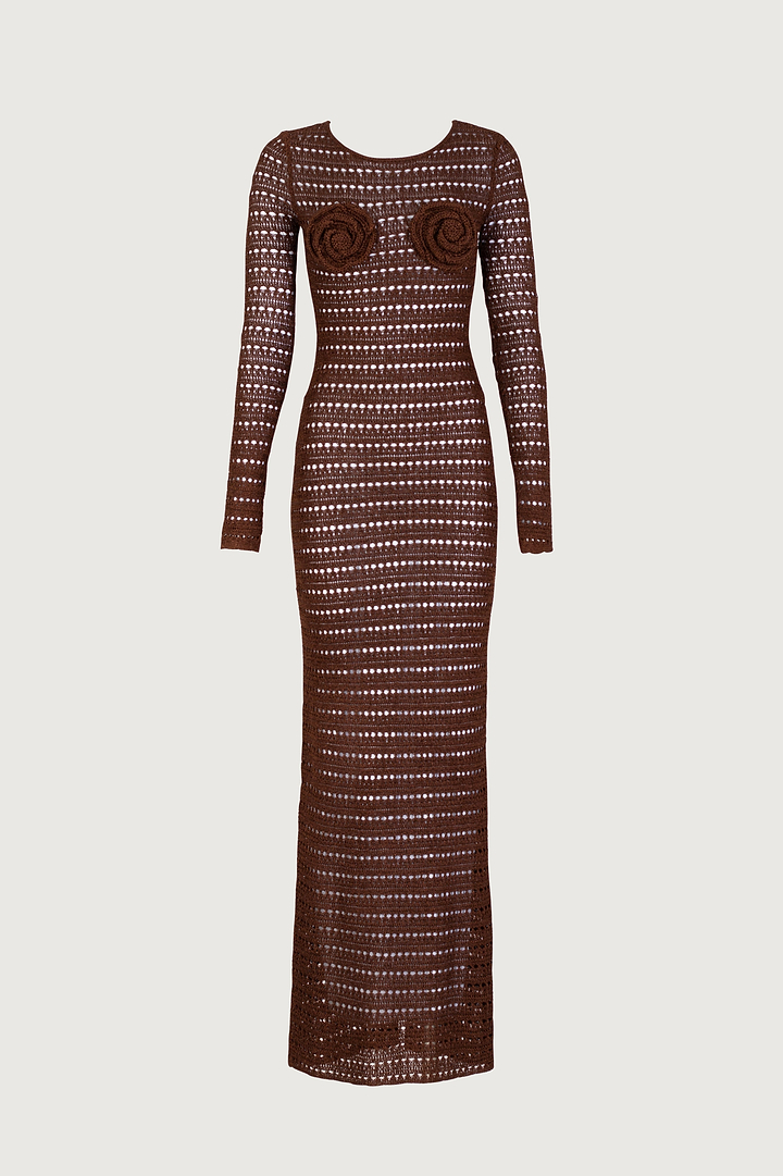 Rosette Crochet Dress (Chocolate Brown)