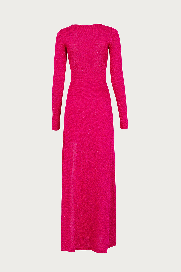 Long Sleeve Twist Dress (Hot Pink Sequin)