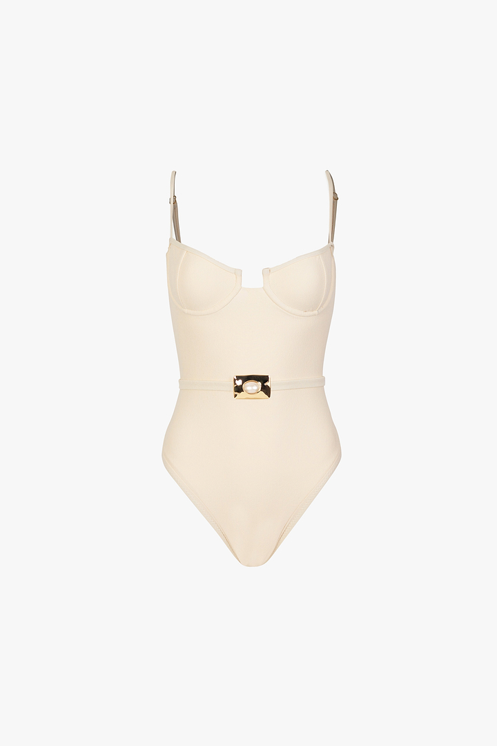 Hammered Pearl One Piece (Faux Suede Cream)