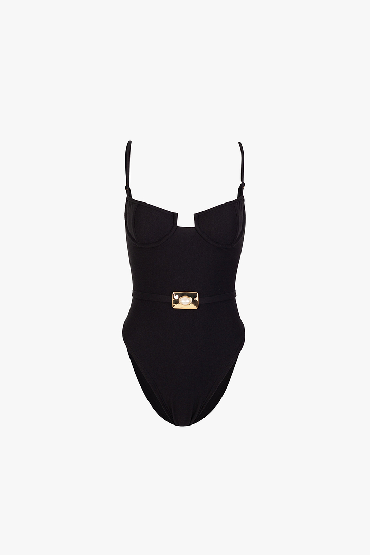 Hammered Pearl One Piece (Faux Suede Black)