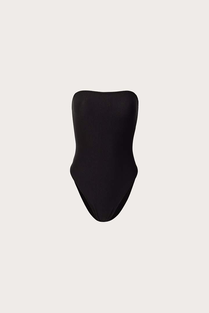 Strapless One Piece (Faux Suede Black)