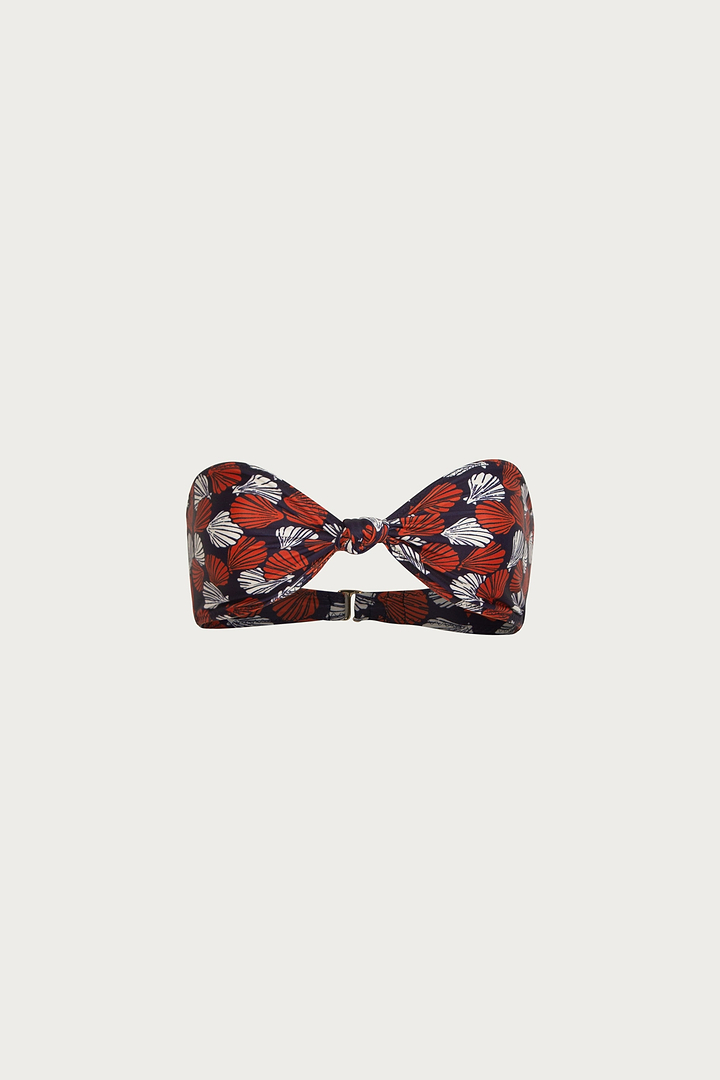 Knotted Bandeau Top (Palm Beach Shell Navy/Orange/Cream)