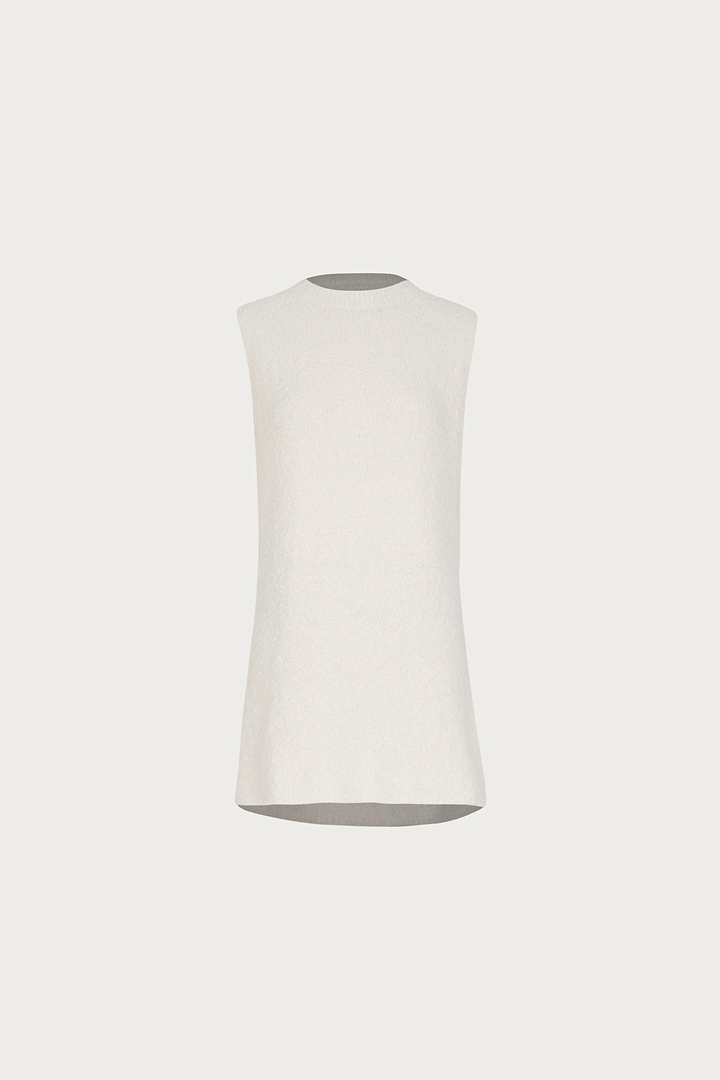 Sleeveless Knit Mini Dress (White Bouclé)