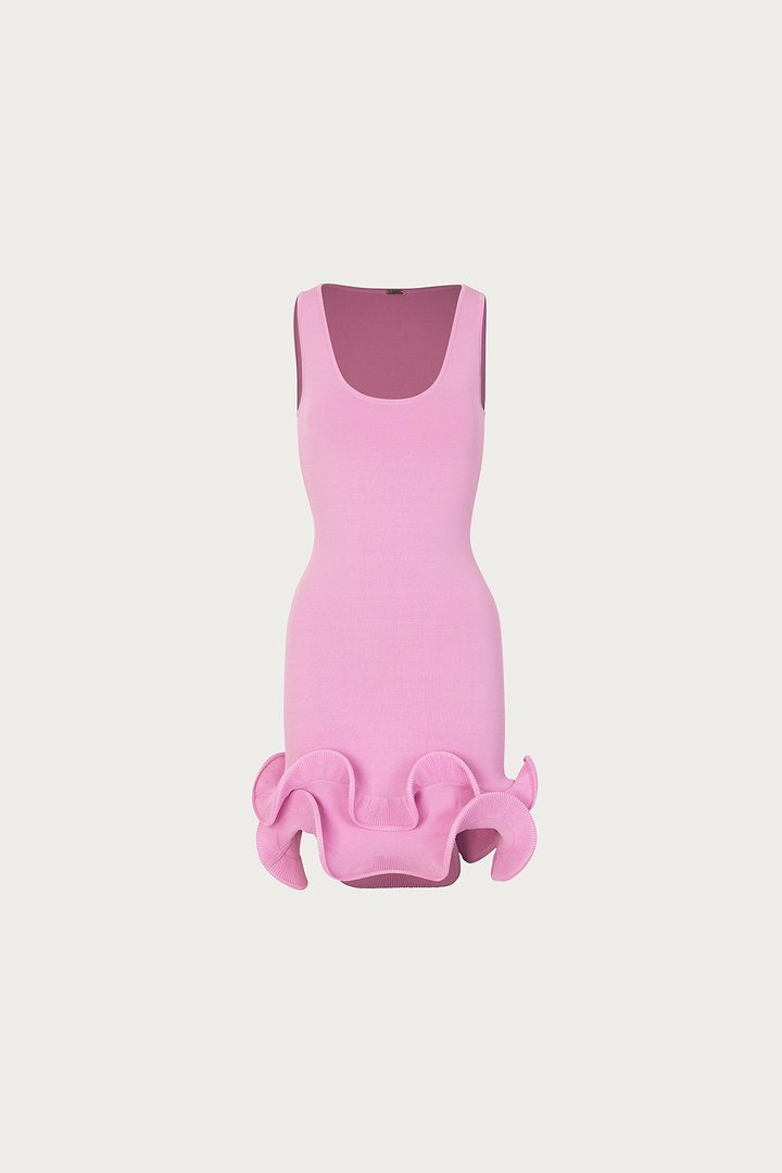 Double Ruffle Hem Mini Dress (Lilac Pink)