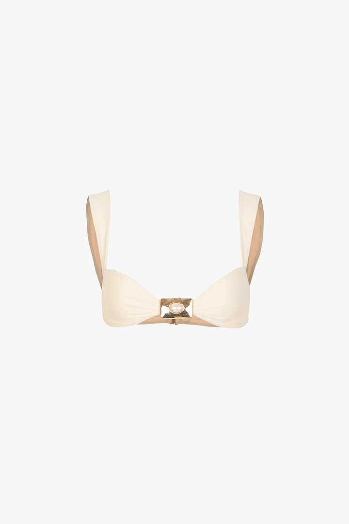 Hammered Pearl Top (Faux Suede Cream)