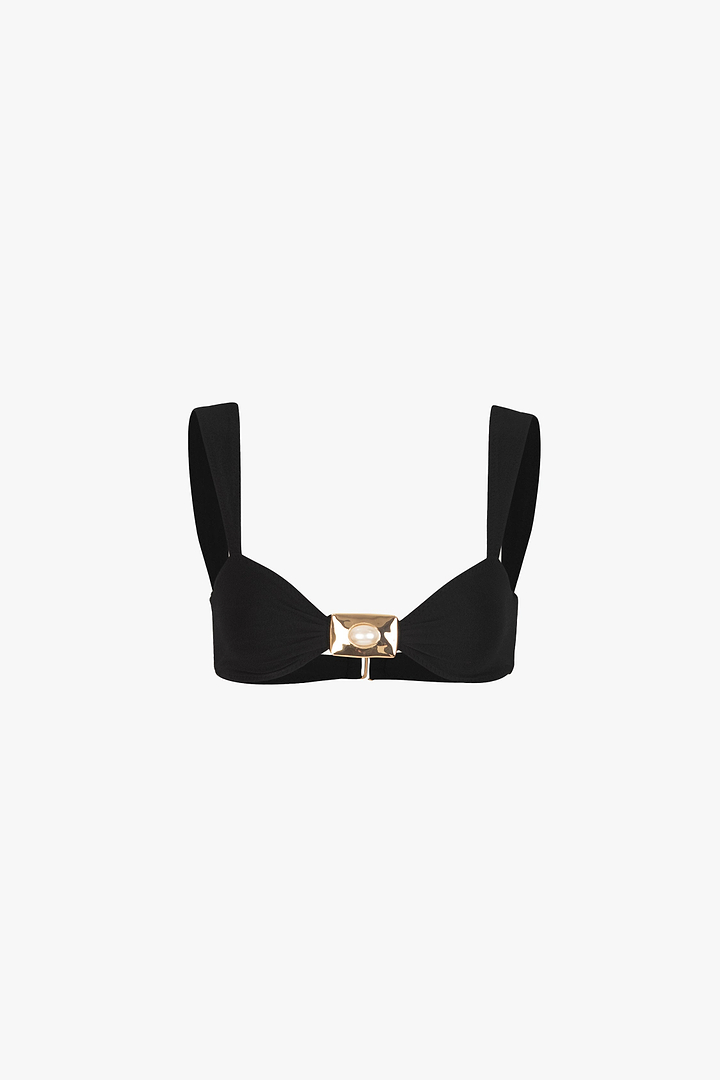 Hammered Pearl Top (Faux Suede Black)