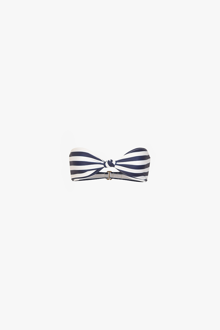 Knotted Bandeau Top (Navy Cream Stripe)