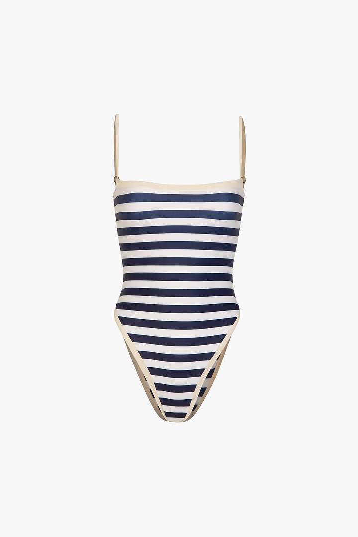 Colorblock One Piece (Navy Cream Stripe)
